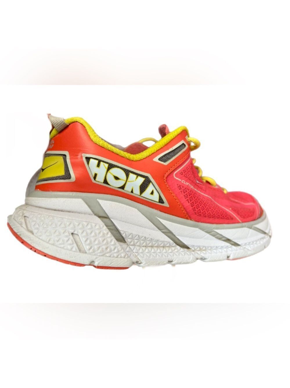 Hoka One One Clifton Women's Pink Neon Running Shoe Large Athletic
